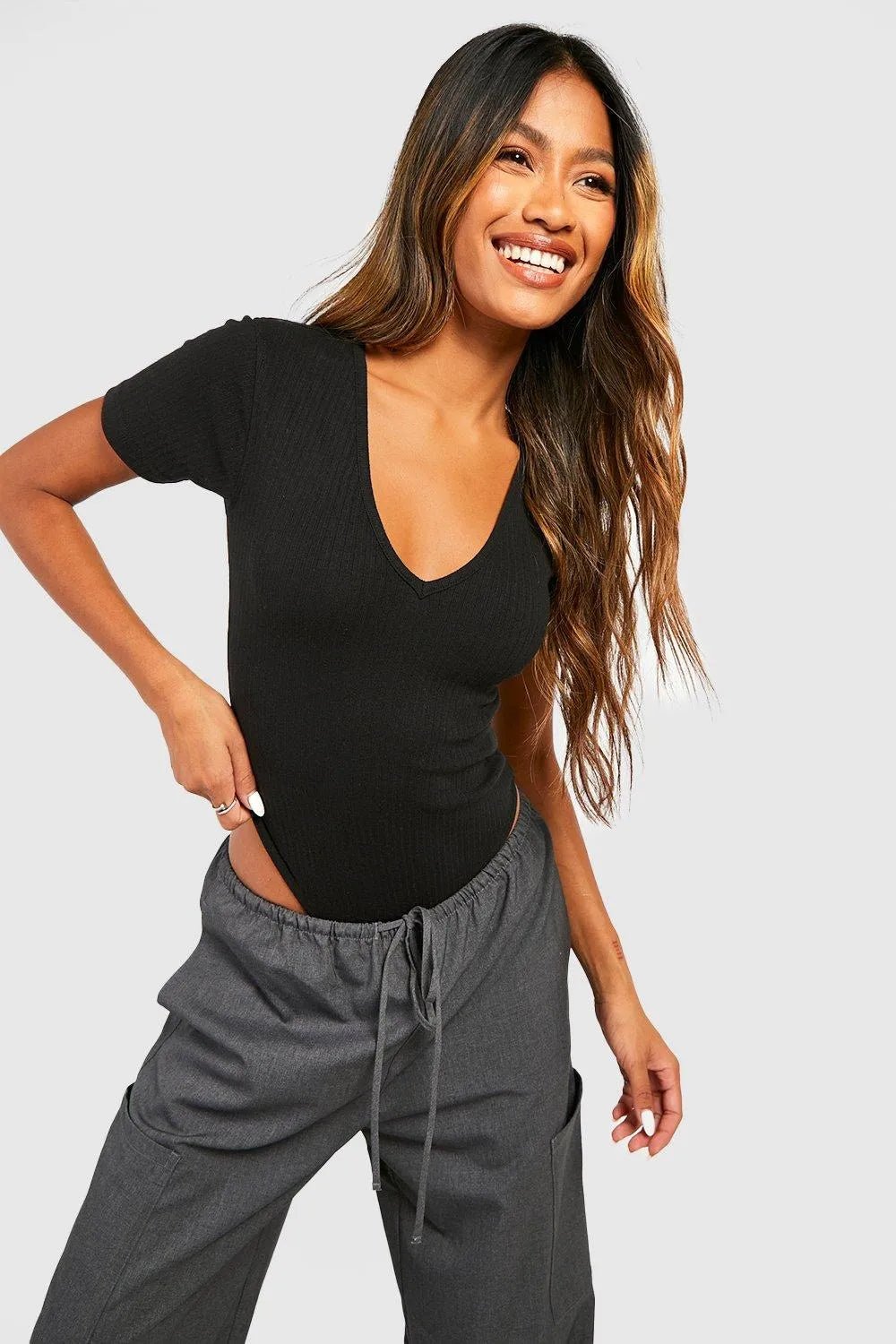 Body Col en V Manche Courte
